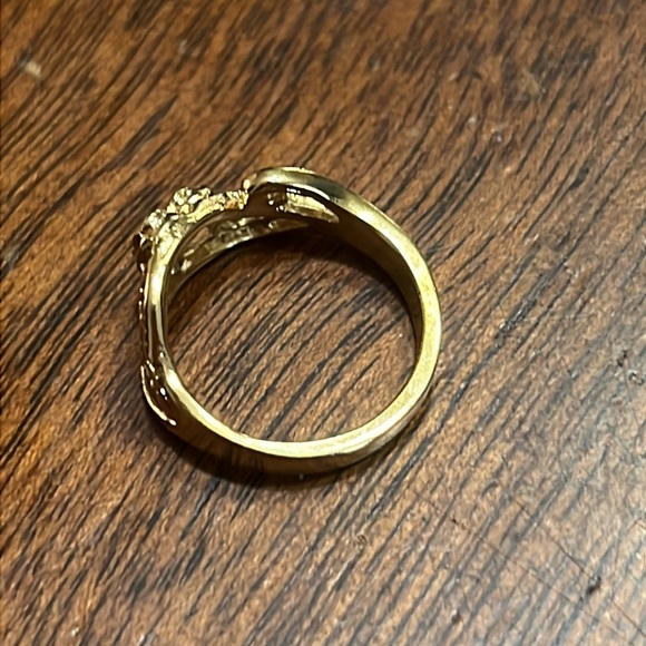 14kt Plated Gold Diamond Cut Heart Swirl Filigree Ring NWT Vintage Sz 5 - Picture 9 of 9